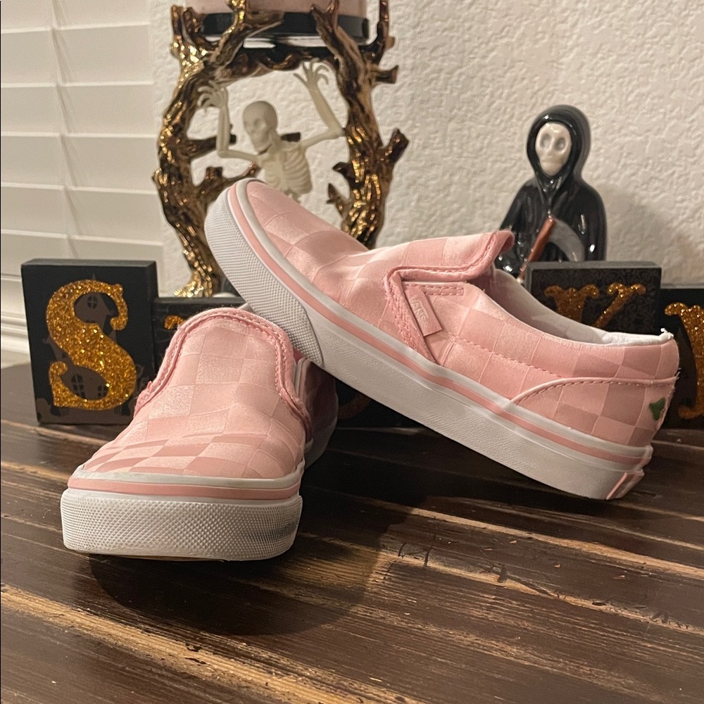 Pink Satin Checkered Classic Dress Slip-On Vans